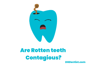 Rotten tooth with worm image representing is it contagious or not