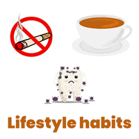 graphical image showing effect of lifestyle habits on turning teeth black