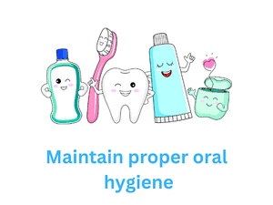 image showing brush, toothpaste and floss required to maintain proper oral hygiene.