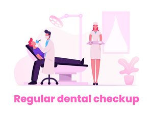 Patient visiting dentist for regular dental checkup